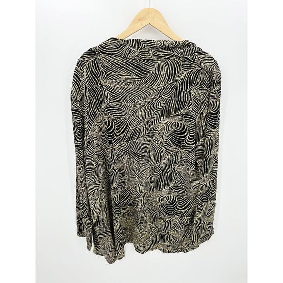 Draper's Damon's Cardigan Women 3X Black Beige Swirl Slinky Open Front Mature - Picture 2 of 7